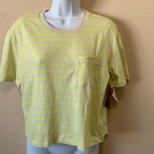 Vans yellow stripe cropped short sleeve shirt CSA